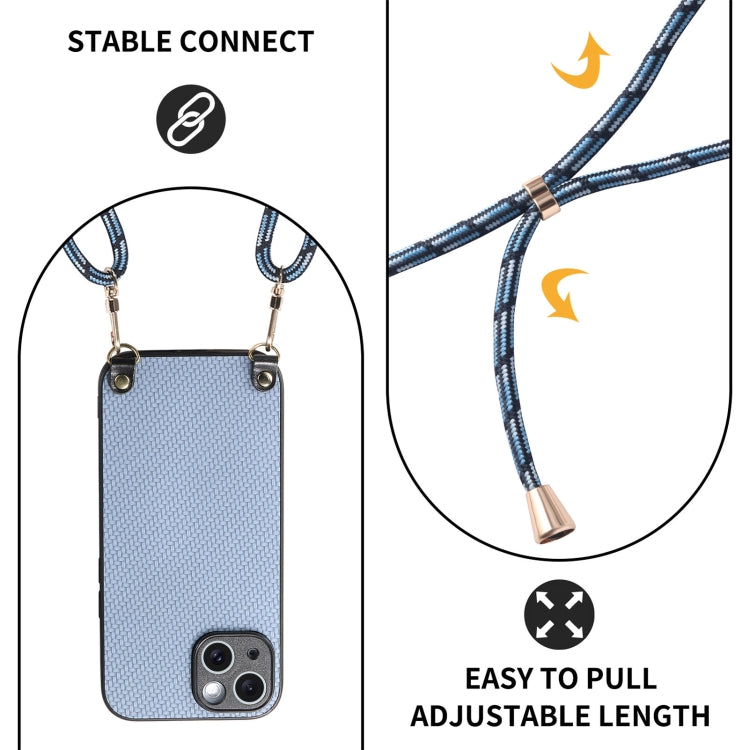 For iPhone 11 Pro Carbon Fiber Texture Leather Back Phone Case with Crossbody Strap