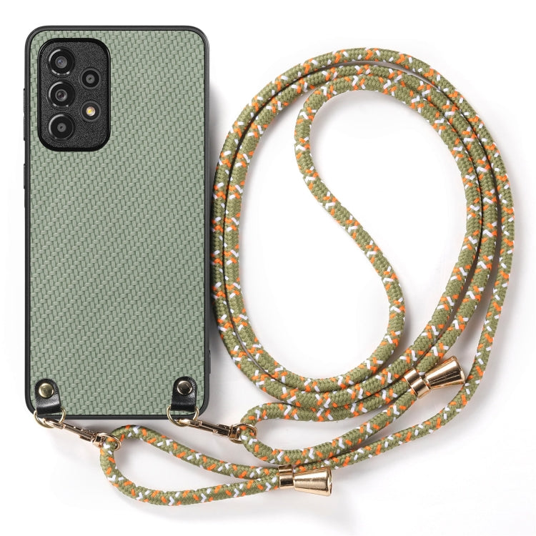 For Samsung Galaxy S23 FE 5G Carbon Fiber Texture Leather Back Cover Phone Case with Crossbody Strap
