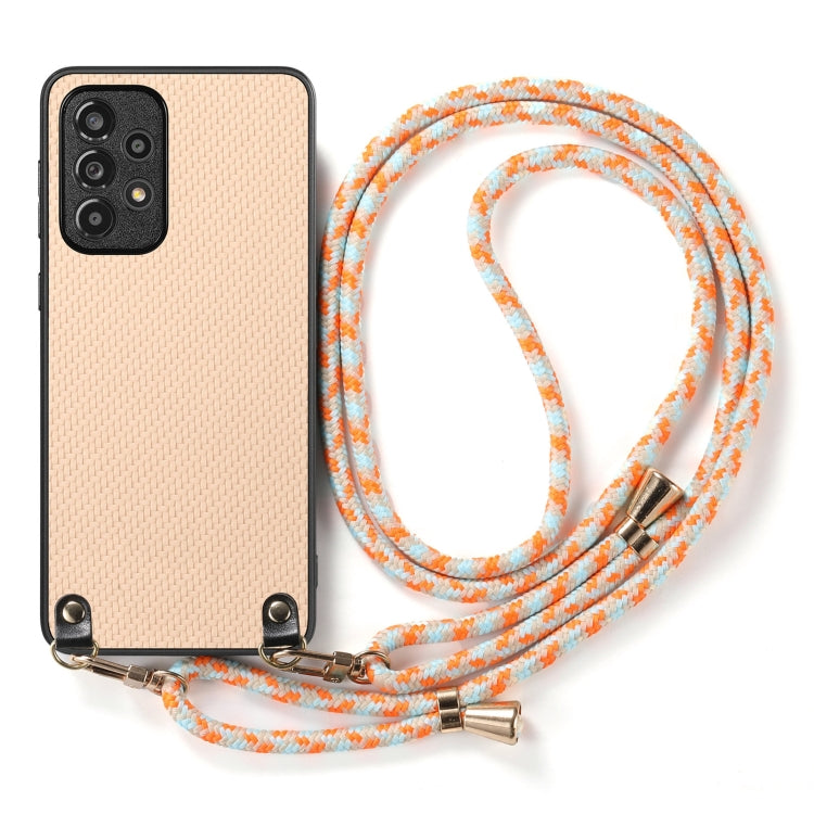 For Samsung Galaxy A23 Carbon Fiber Texture Leather Back Cover Phone Case with Crossbody Strap
