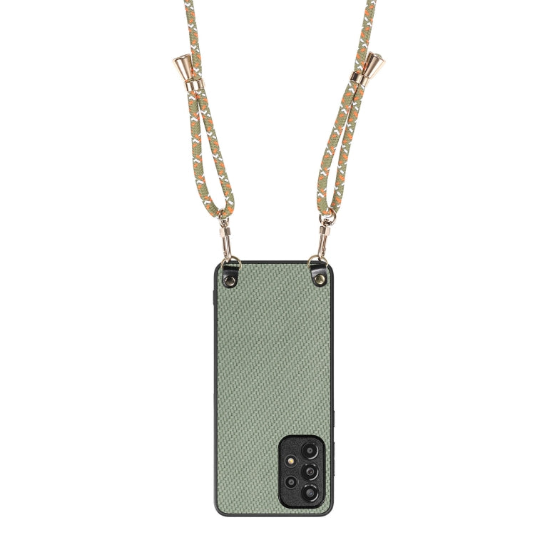 For Samsung Galaxy A53 Carbon Fiber Texture Leather Back Cover Phone Case with Crossbody Strap
