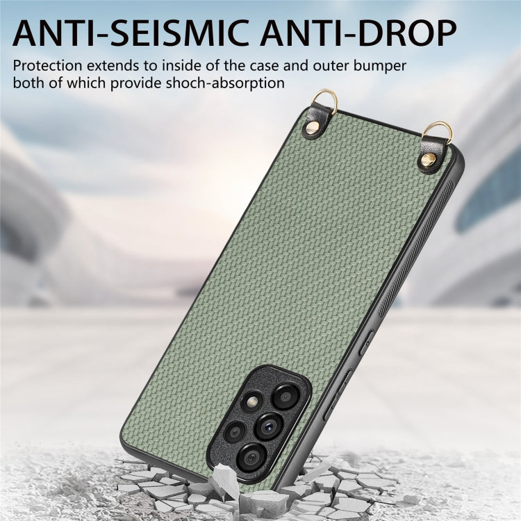 For Samsung Galaxy Note20 Carbon Fiber Texture Leather Back Cover Phone Case with Crossbody Strap