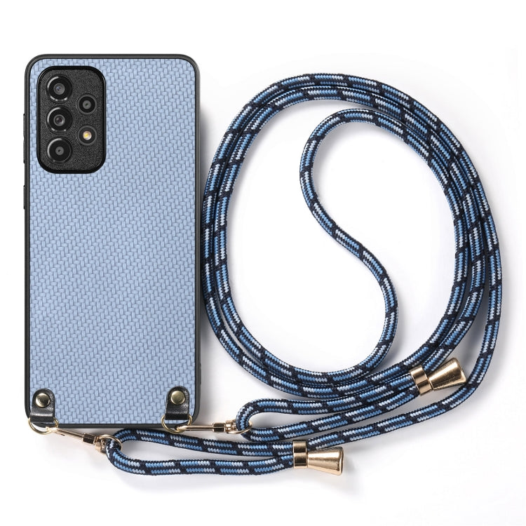 For Samsung Galaxy Note20 Carbon Fiber Texture Leather Back Cover Phone Case with Crossbody Strap