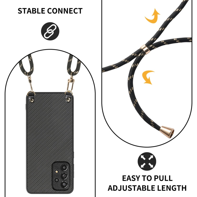 For Samsung Galaxy Note10 Carbon Fiber Texture Leather Back Cover Phone Case with Crossbody Strap