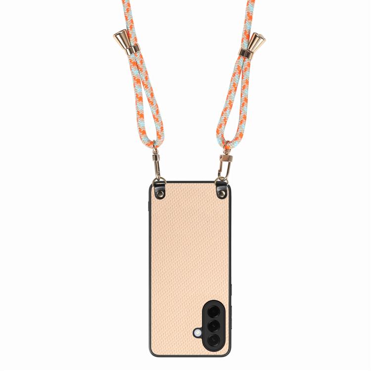 For Samsung Galaxy A36 5G Carbon Fiber Texture Leather Back Cover Phone Case with Crossbody Strap