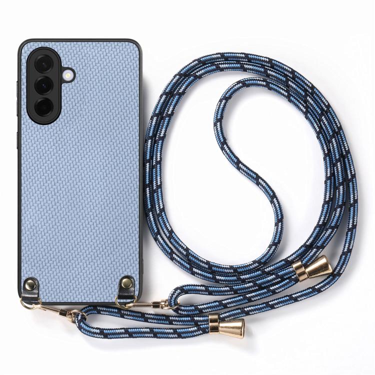 For Samsung Galaxy A36 5G Carbon Fiber Texture Leather Back Cover Phone Case with Crossbody Strap