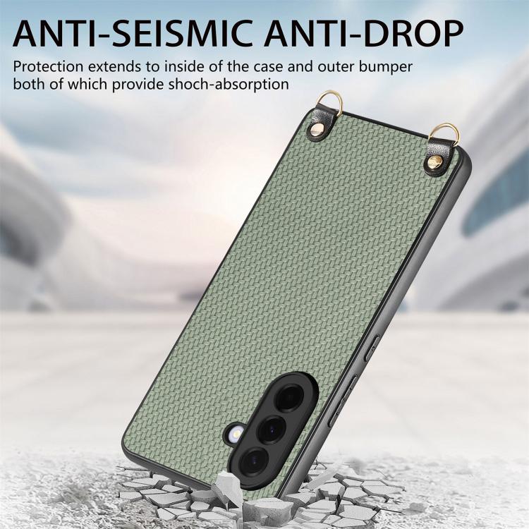 For Samsung Galaxy A37 5G Carbon Fiber Texture Leather Back Cover Phone Case with Crossbody Strap