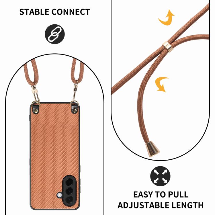 For Samsung Galaxy A57 5G Carbon Fiber Texture Leather Back Cover Phone Case with Crossbody Strap