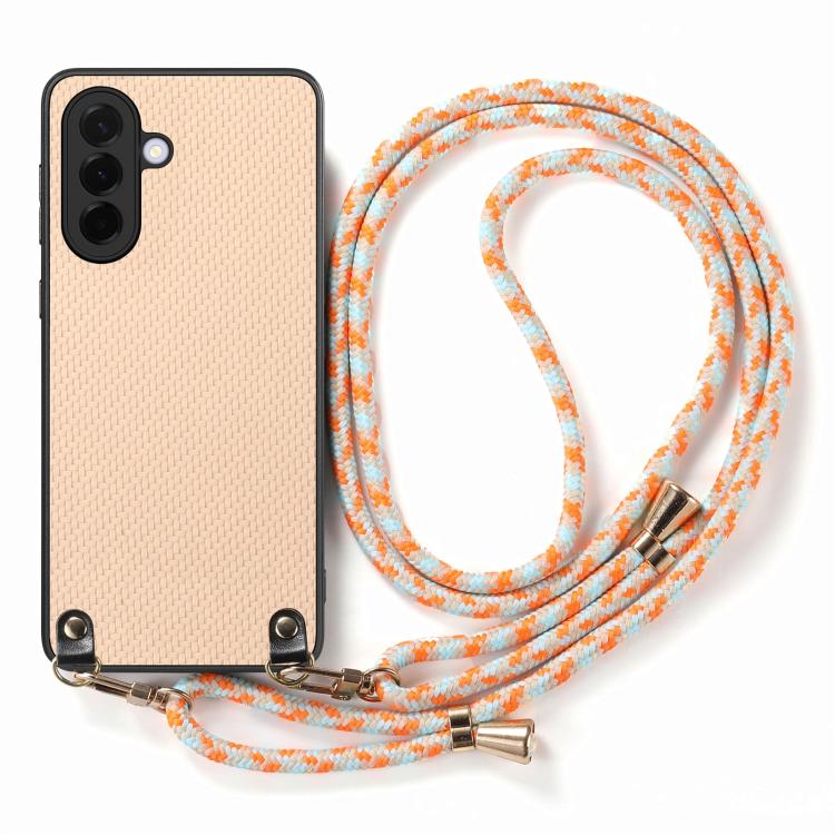 For Samsung Galaxy A57 5G Carbon Fiber Texture Leather Back Cover Phone Case with Crossbody Strap