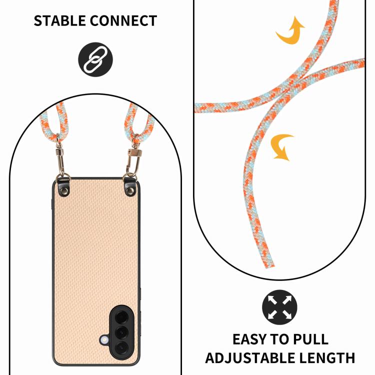 For Samsung Galaxy A57 5G Carbon Fiber Texture Leather Back Cover Phone Case with Crossbody Strap