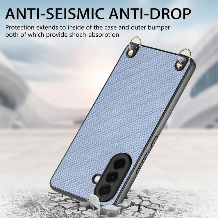For Samsung Galaxy A57 5G Carbon Fiber Texture Leather Back Cover Phone Case with Crossbody Strap