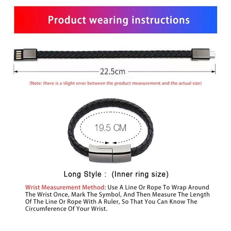 XJ-29 3A USB-C / Type-C to Type-C Creative Bracelet Data Cable, Length:22.5cm - Black