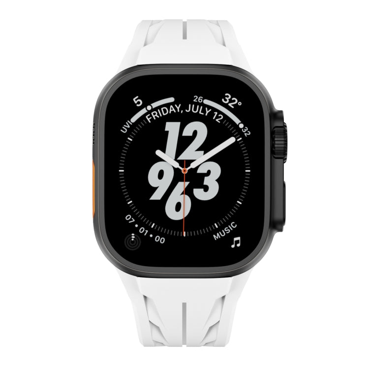 For Apple Watch 44mm / 45mm / 46mm / 49mm Tailor Stainless Steel Black Butterfly Buckle Silicone Watch Band
