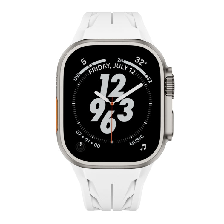 For Apple Watch 44mm / 45mm / 46mm / 49mm Tailor Stainless Steel Silver Butterfly Buckle Silicone Watch Band