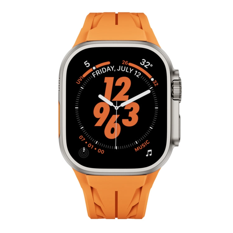 For Apple Watch 44mm / 45mm / 46mm / 49mm Tailor Stainless Steel Silver Butterfly Buckle Silicone Watch Band