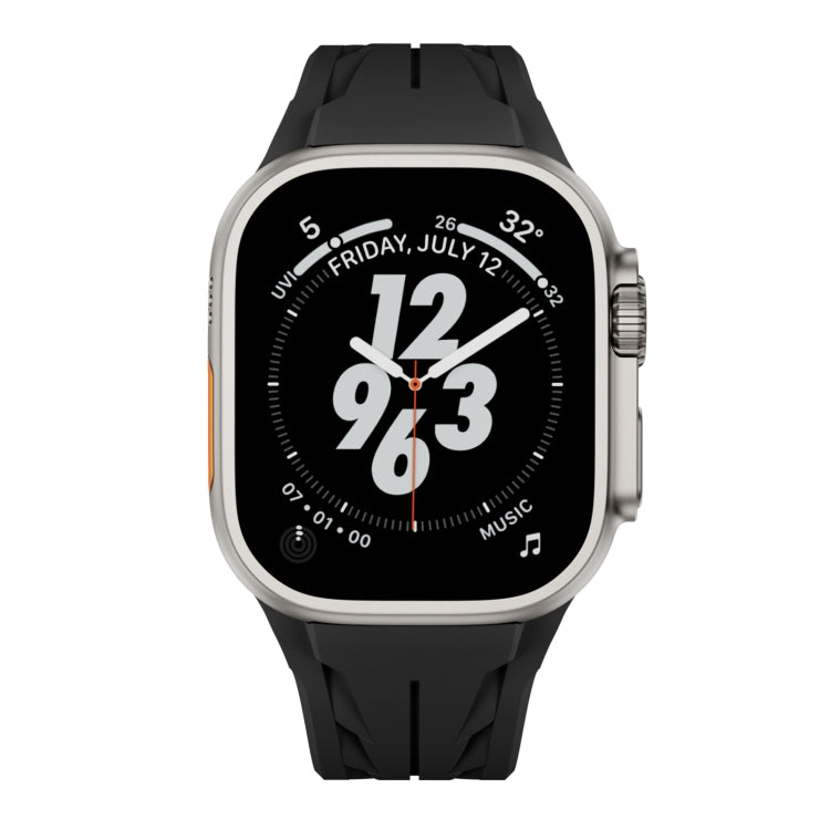 For Apple Watch 44mm / 45mm / 46mm / 49mm Tailor Stainless Steel Silver Butterfly Buckle Silicone Watch Band