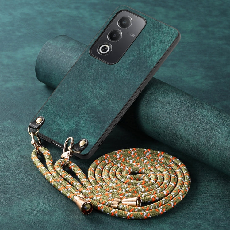 For OPPO Reno7 Pro 5G Vintage Leather PC Back Cover Phone Case with Crossbody Strap