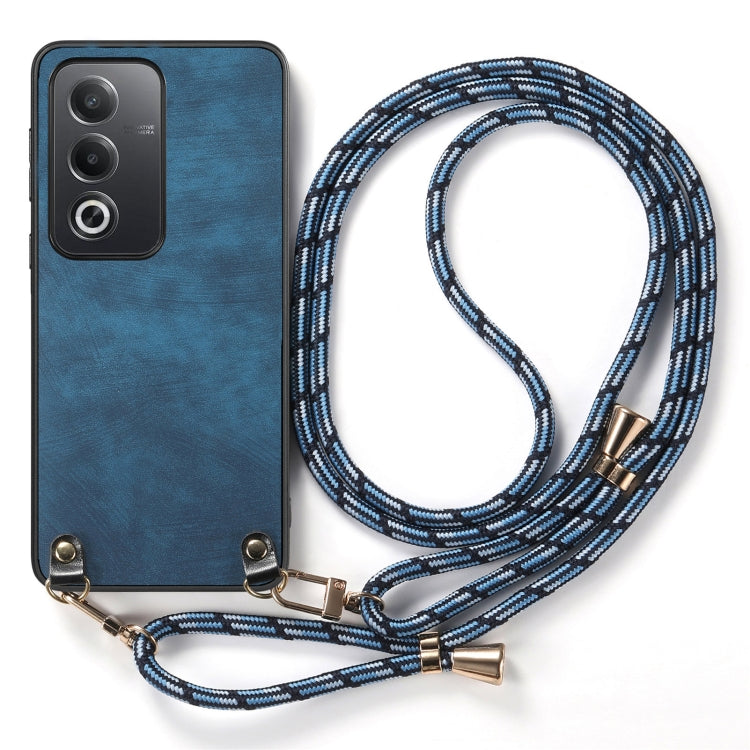 For OPPO Reno7 5G Vintage Leather PC Back Cover Phone Case with Crossbody Strap