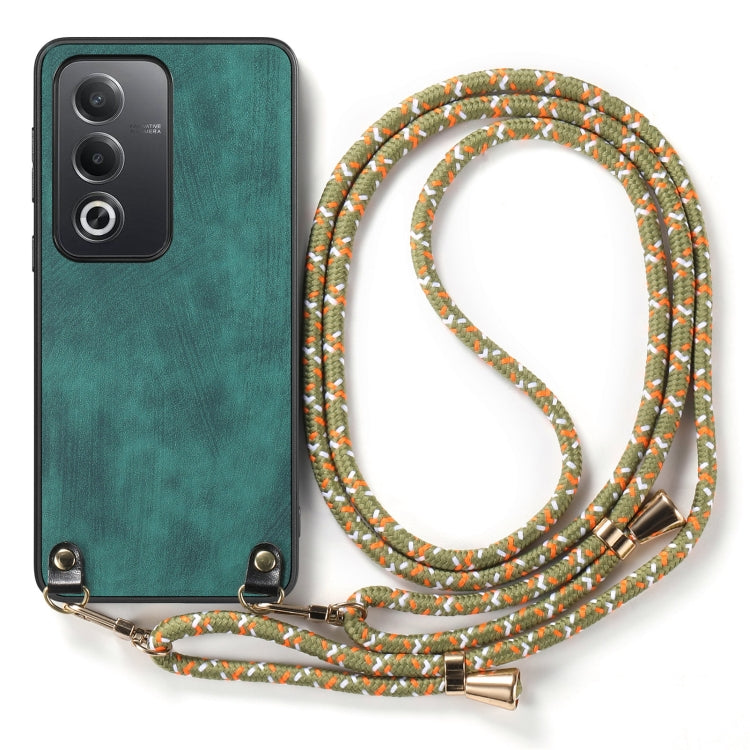 For OPPO Reno7 5G Vintage Leather PC Back Cover Phone Case with Crossbody Strap