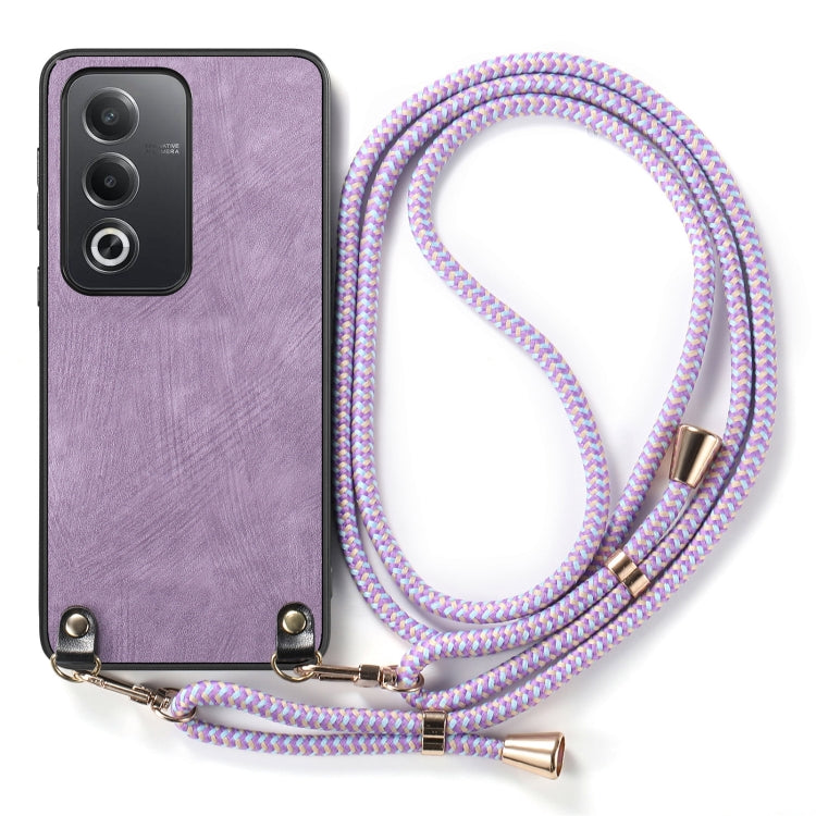 For OPPO Reno7 5G Vintage Leather PC Back Cover Phone Case with Crossbody Strap