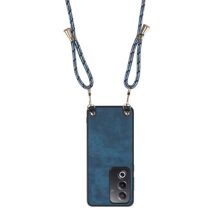 For OPPO A16 Vintage Leather PC Back Cover Phone Case with Crossbody Strap
