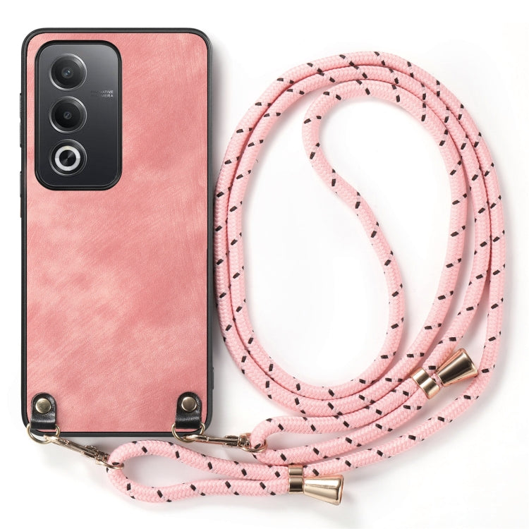 For OPPO A7 / A12 Vintage Leather PC Back Cover Phone Case with Crossbody Strap