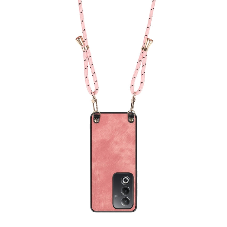 For OPPO A7 / A12 Vintage Leather PC Back Cover Phone Case with Crossbody Strap