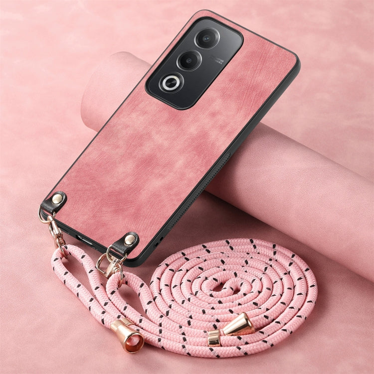 For OPPO A7 / A12 Vintage Leather PC Back Cover Phone Case with Crossbody Strap