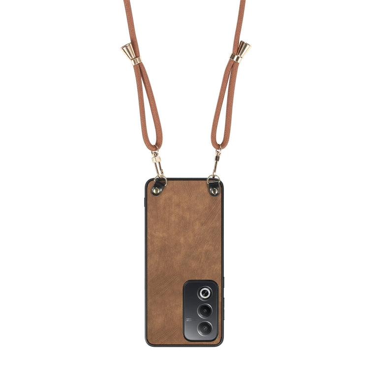 For OPPO A7 / A12 Vintage Leather PC Back Cover Phone Case with Crossbody Strap
