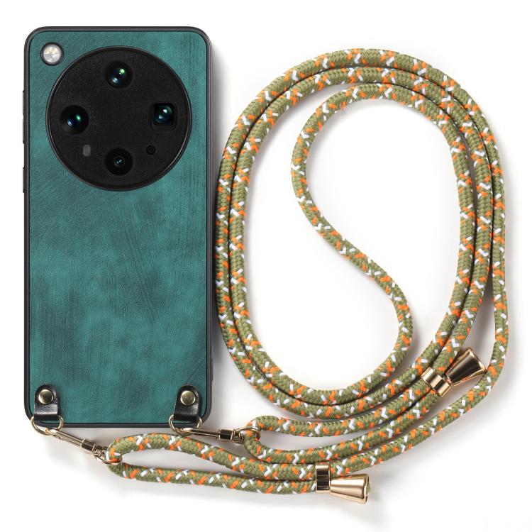 For OPPO Find X8 Ultra Vintage Leather PC Back Cover Phone Case with Crossbody Strap