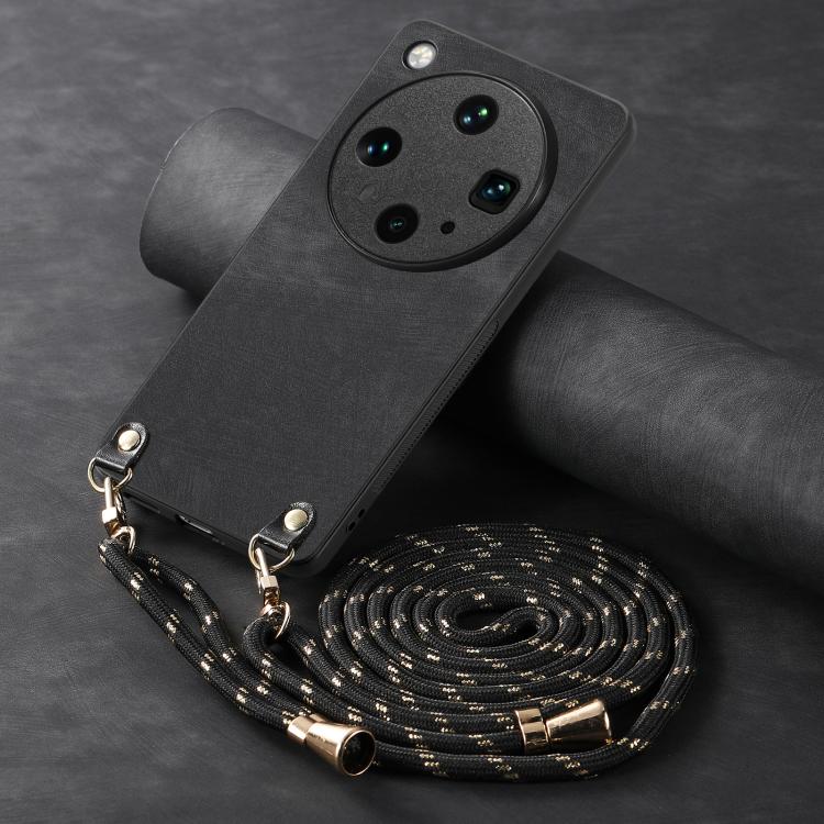 For OPPO Find X8 Ultra Vintage Leather PC Back Cover Phone Case with Crossbody Strap