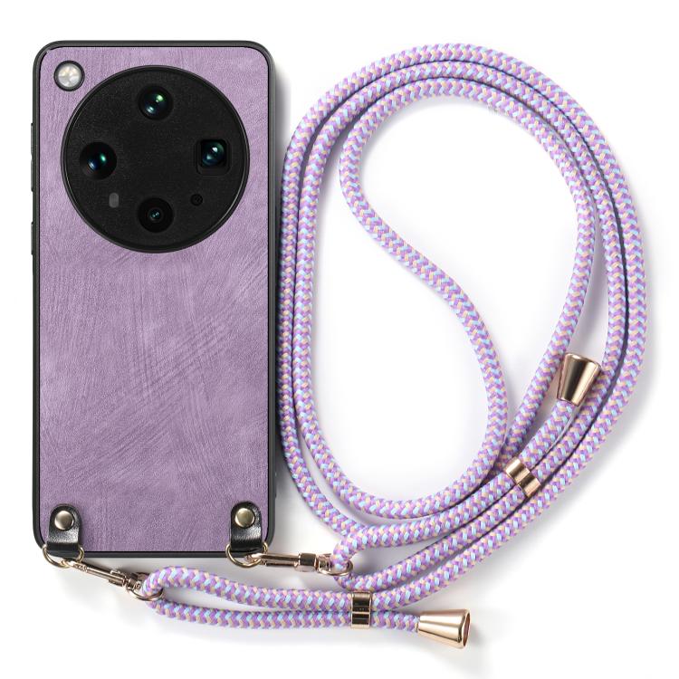 For OPPO Find X8 Ultra Vintage Leather PC Back Cover Phone Case with Crossbody Strap