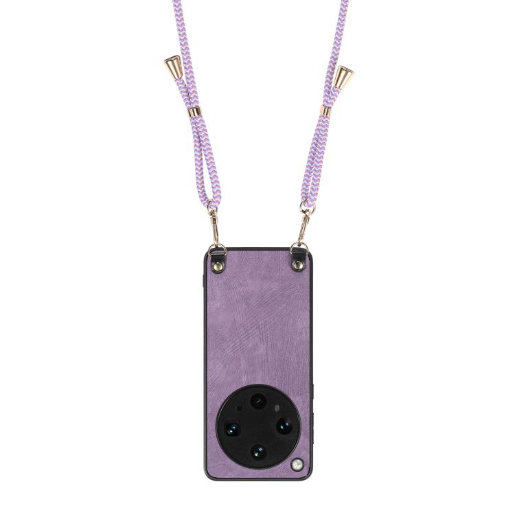 For OPPO Find X8 Ultra Vintage Leather PC Back Cover Phone Case with Crossbody Strap