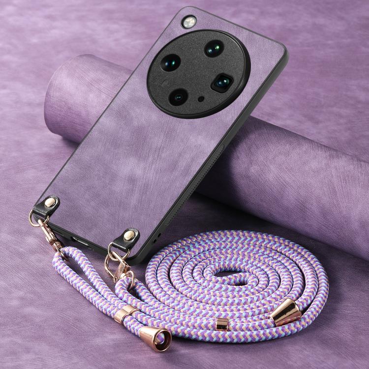 For OPPO Find X8 Ultra Vintage Leather PC Back Cover Phone Case with Crossbody Strap
