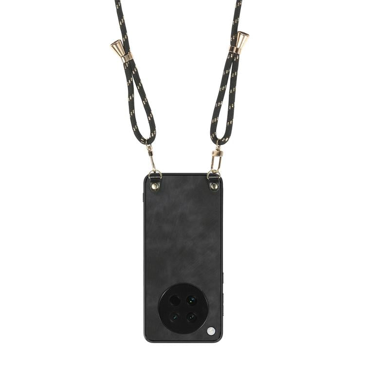 For OPPO Find X8s Vintage Leather PC Back Cover Phone Case with Crossbody Strap
