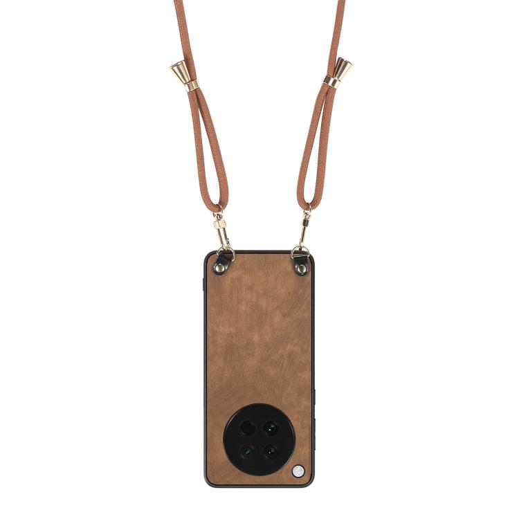 For OPPO Find X8s Vintage Leather PC Back Cover Phone Case with Crossbody Strap