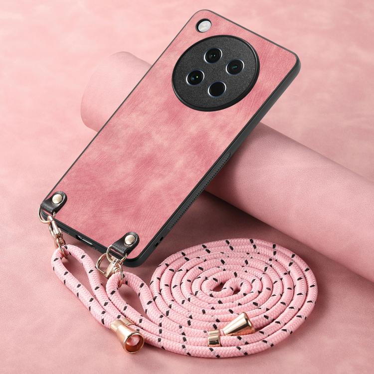 For OPPO Find X8s Vintage Leather PC Back Cover Phone Case with Crossbody Strap