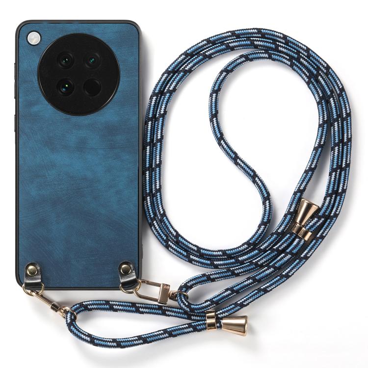 For OPPO Find X8s Vintage Leather PC Back Cover Phone Case with Crossbody Strap