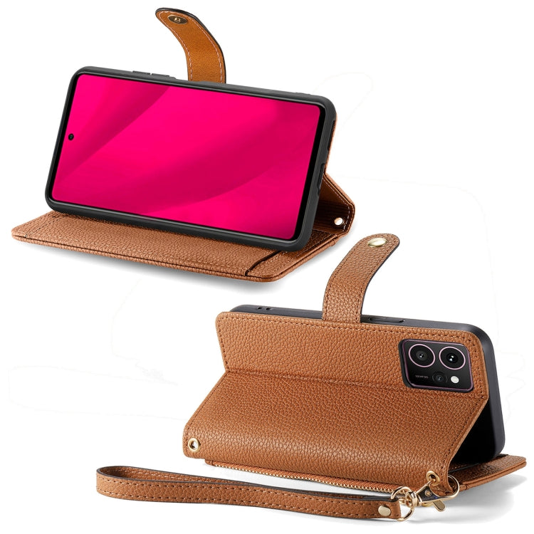 For HMD Skyline Love Zipper Lanyard Leather Phone Case