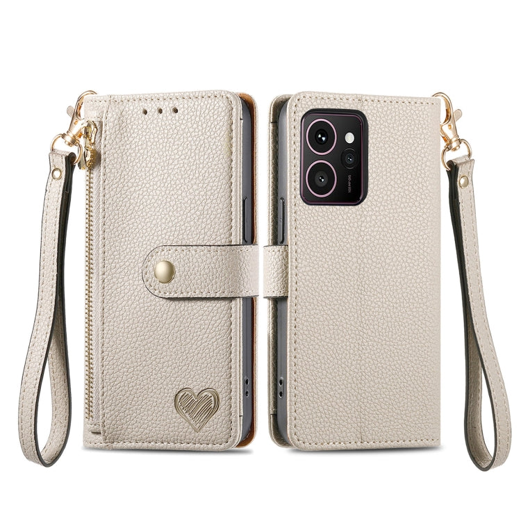 For HMD Skyline Love Zipper Lanyard Leather Phone Case