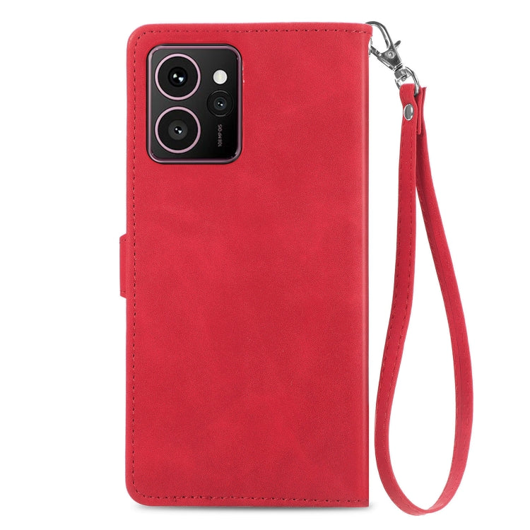 For HMD Skyline Embossed Flower Zipper Leather Phone Case
