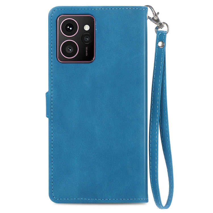 For HMD Skyline Embossed Flower Zipper Leather Phone Case