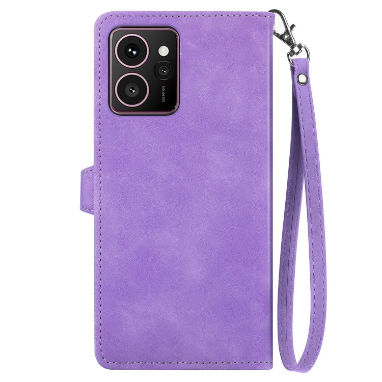 For HMD Skyline Embossed Flower Zipper Leather Phone Case