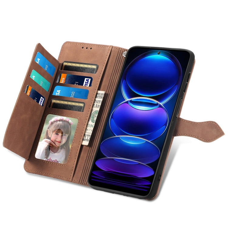 For HMD Skyline Embossed Flower Zipper Leather Phone Case