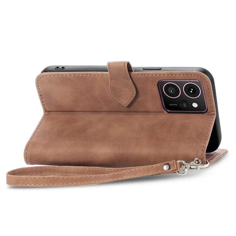 For HMD Skyline Embossed Flower Zipper Leather Phone Case