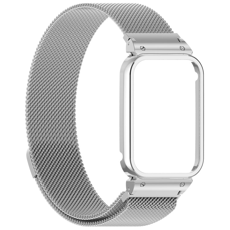 For Xiaomi Smart Band 9 Pro Metal Frame Integrated Milan Magnetic Stainless Steel Watch Band