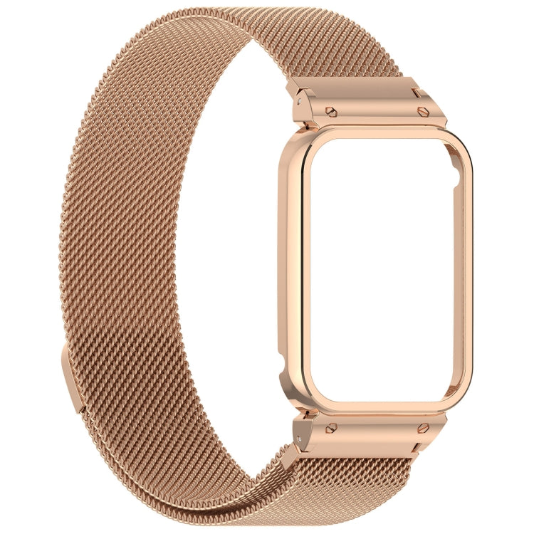 For Xiaomi Smart Band 9 Pro Metal Frame Integrated Milan Magnetic Stainless Steel Watch Band