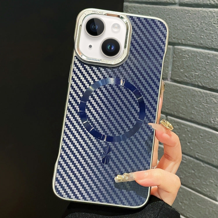 For iPhone 15 Plus AG Carbon Fiber Frameless MagSafe Phone Case