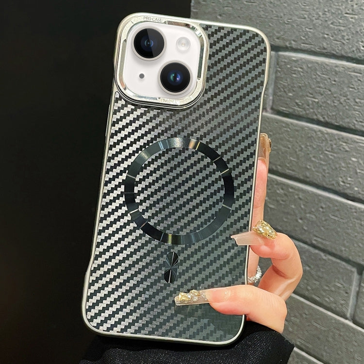 For iPhone 15 AG Carbon Fiber Frameless MagSafe Phone Case
