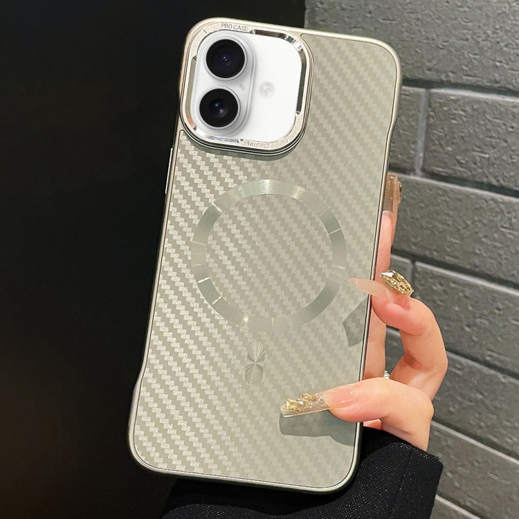 For iPhone 16 Plus AG Carbon Fiber Frameless MagSafe Phone Case