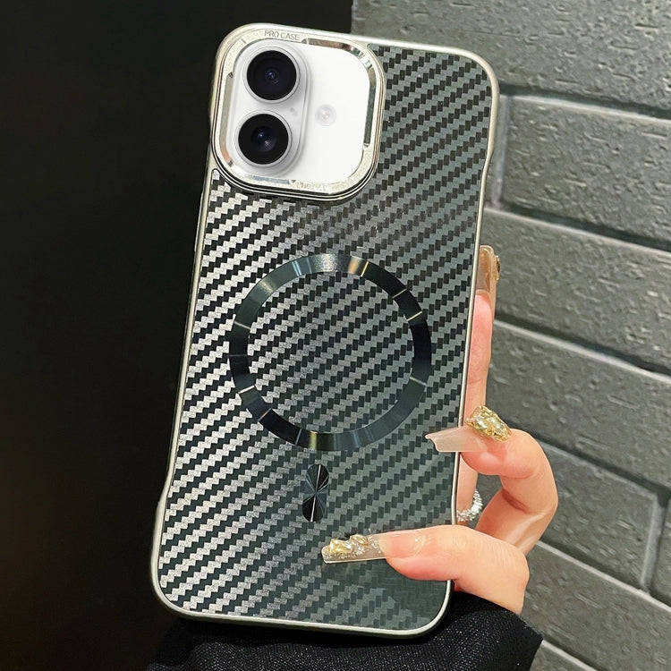 For iPhone 16 AG Carbon Fiber Frameless MagSafe Phone Case